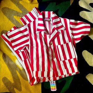 👅♥️🤍♥️ Big Bud Press Red White Striped Short Sleeve Jumpsuit ♥️🤍♥️👅